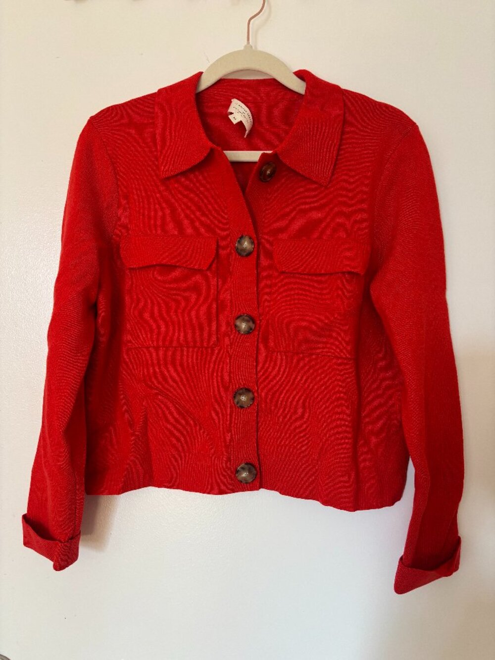Sezane Betty Cardigan Coral Red XS - Picture 3 of 5